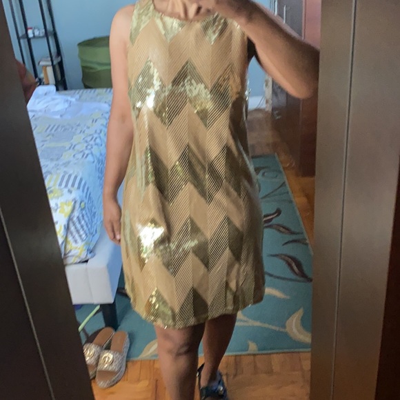 BB Dakota Gold Sequin Mod Style Dress - Picture 4 of 11